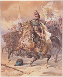 Kazimierz Pulawski (1747-79) en la Batalla de Czestochowa, diciembre de 1770, 1883